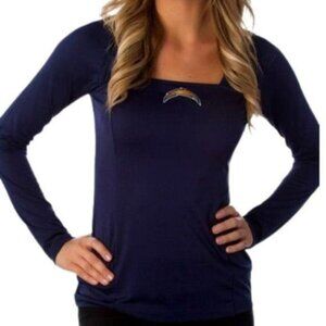 NWT Women's NFL Los Angeles CHARGERS Long Sleeve‎ Fitted Top Shirt - LARGE